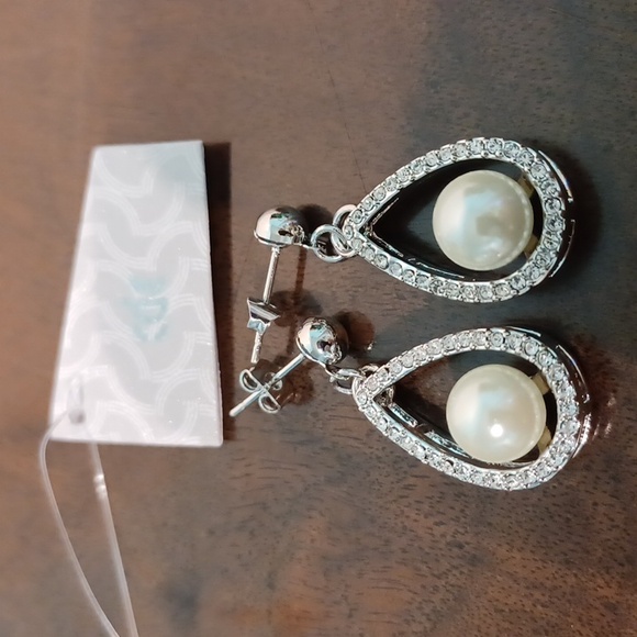 NEW! Bridal earrings with Swarovski elements faux pearl 5766 - Picture 1 of 3